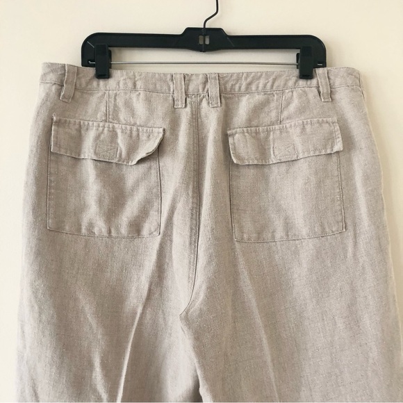 Eddie Bauer 100% Linen Khaki Cargo Pants Size 16 Tall - Picture 8 of 9